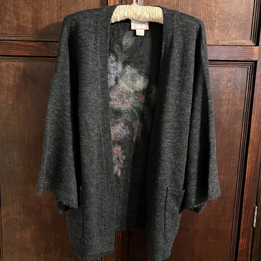 Felted Floral design Cardi by Saccharine of New York size L - Picture 2 of 11
